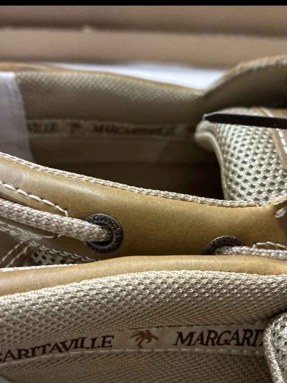 Margaritaville Anchor Lace Up Boat Shoes Brown Leather Textile Upper Men's Sz 12